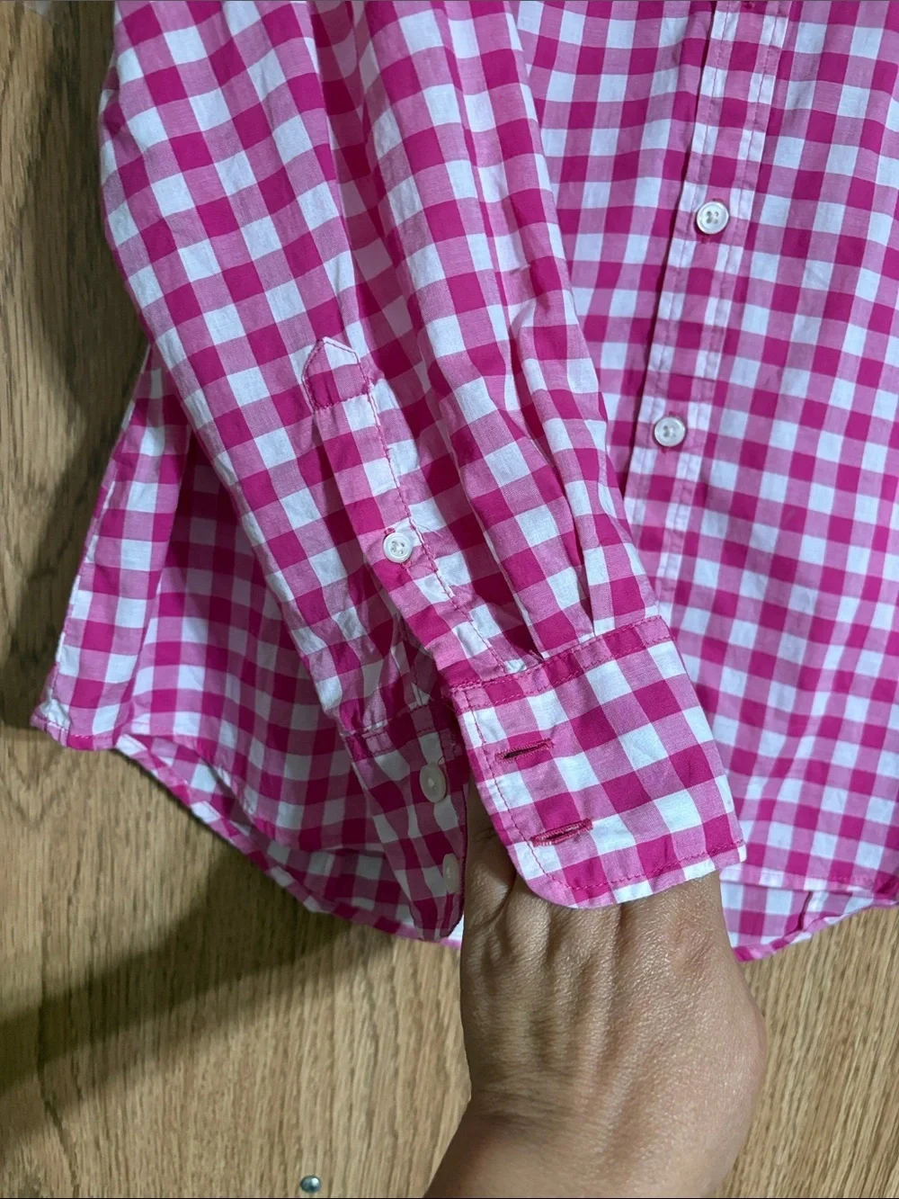J. Crew Pink and White Gingham Shirt